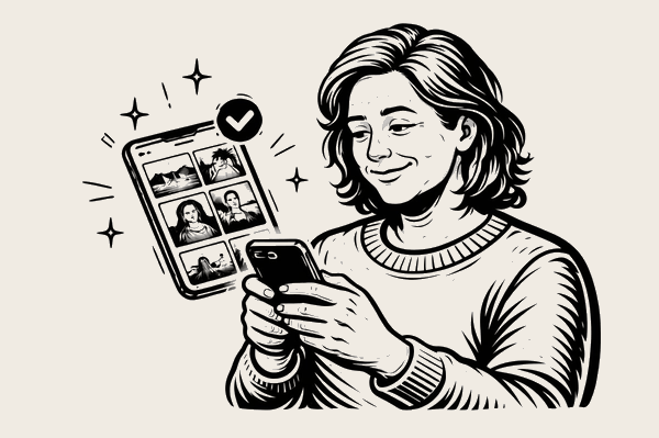 Enjoying photos on phone